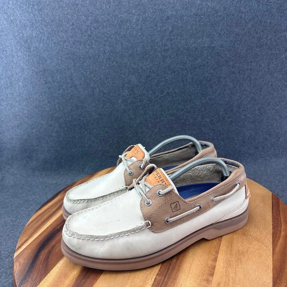 Sperry Top Sider Mako Collection Boat Shoes Mens Size 10 Oyster Taupe Leather